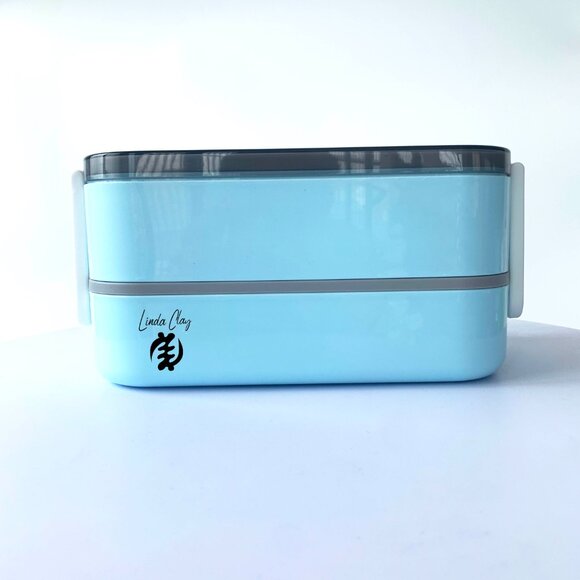 2 Tier Stackable Bento Lunch Box Set Includes Thermos Spoon Fork and Lunch Bag - Picture 2 of 16